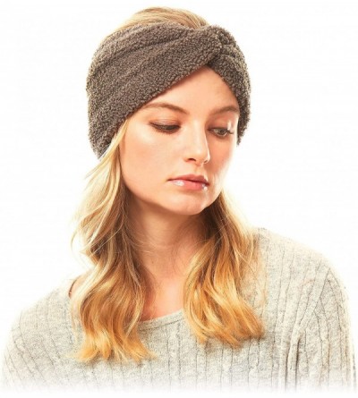 Cold Weather Headbands Women's Winter Knitted Headband Ear Warmer Head Wrap (Flower/Twisted/Checkered) - Sherpa Fleece-grey -...