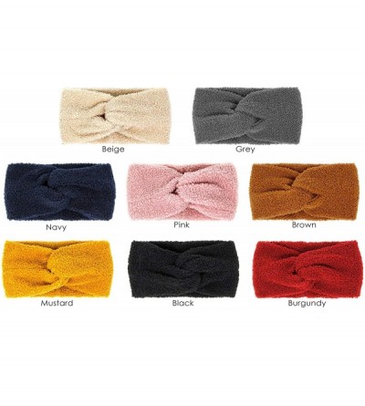 Cold Weather Headbands Women's Winter Knitted Headband Ear Warmer Head Wrap (Flower/Twisted/Checkered) - Sherpa Fleece-grey -...