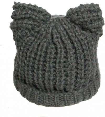 Bucket Hats Knitted Pussycat Ears Beanie International Women's Day Parade Hat Cap - Grey - C7189L5QK7H $12.93