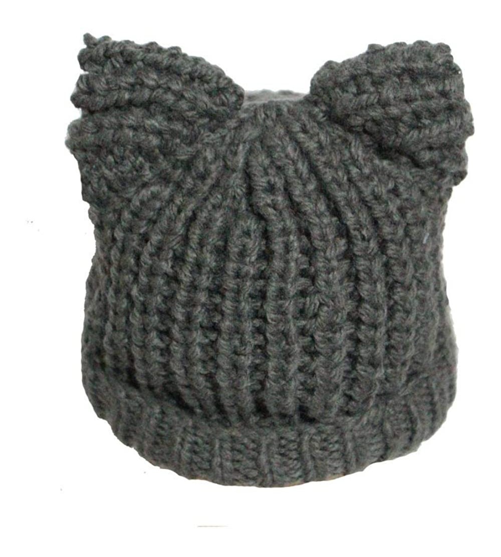 Bucket Hats Knitted Pussycat Ears Beanie International Women's Day Parade Hat Cap - Grey - C7189L5QK7H $12.93