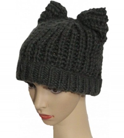 Bucket Hats Knitted Pussycat Ears Beanie International Women's Day Parade Hat Cap - Grey - C7189L5QK7H $12.93