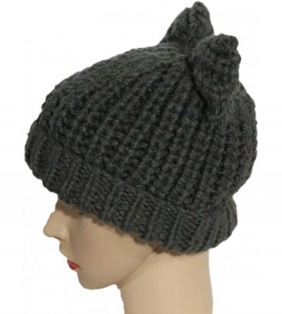 Bucket Hats Knitted Pussycat Ears Beanie International Women's Day Parade Hat Cap - Grey - C7189L5QK7H $12.93