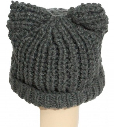 Bucket Hats Knitted Pussycat Ears Beanie International Women's Day Parade Hat Cap - Grey - C7189L5QK7H $12.93