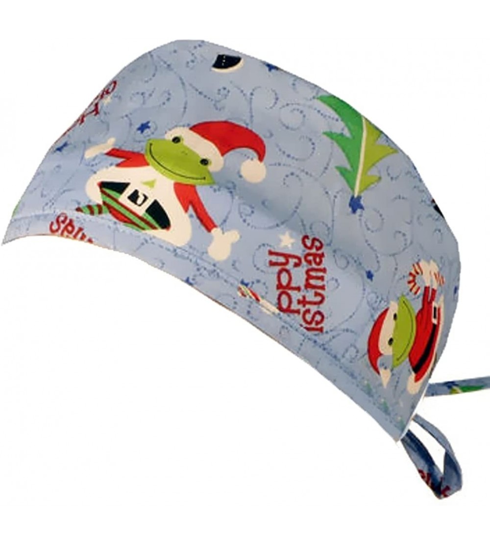 Skullies & Beanies Mens and Womens Scrub Cap - Hoppy Christmas Frogs - CP12ELBTYVB $11.05