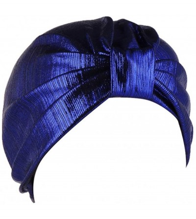 Skullies & Beanies Womens Muslim Floral Elastic Scarf Hat Stretch Turban Head Scarves Headwear Cancer Chemo - blue-1 - C818UE...