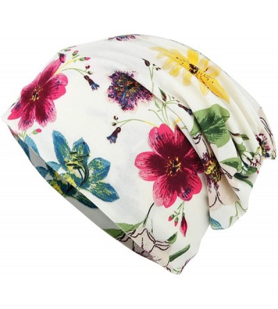 Skullies & Beanies Flower Printed Beanie Women Turban Headband Chemo Cap - 2 Pack Set 4 - CP18W65Z38M $11.91