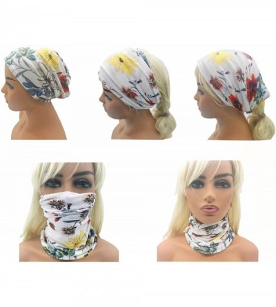 Skullies & Beanies Flower Printed Beanie Women Turban Headband Chemo Cap - 2 Pack Set 4 - CP18W65Z38M $11.91
