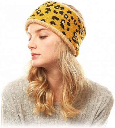 Cold Weather Headbands Me Plus Women Winter Soft Leopard Pattern Fleece Lining Headwrap Headband Ear Warmer - Leopard Print -...