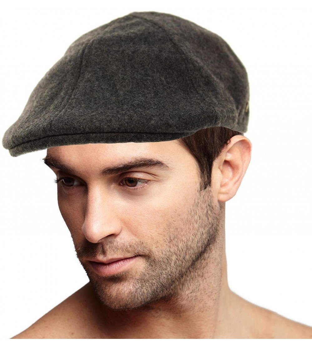 Newsboy Caps Men's Winter 100% Wool Duckbills Warm Solid Ivy Driver Cabby Cap Hat - Charcoal - CL1865N6553 $17.31