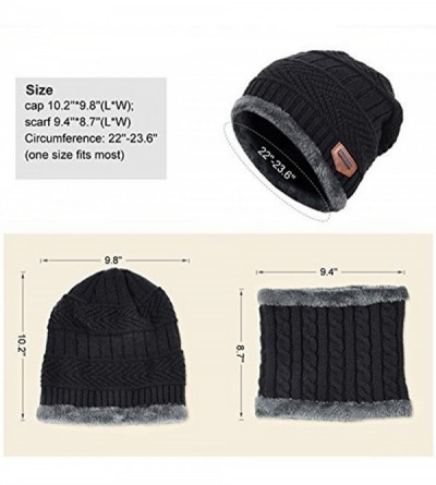 Skullies & Beanies Warm Knitted Beanie Hat and Circle Scarf Skiing Hat Outdoor Sports Hat Sets - Black - C81889OM5U2 $15.43