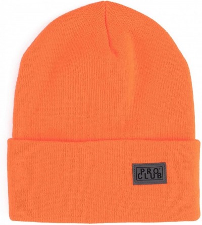 Skullies & Beanies Men's Beanie - Cuffed or Short - Safety Orange (Cuffed) - C61888M556A $13.77