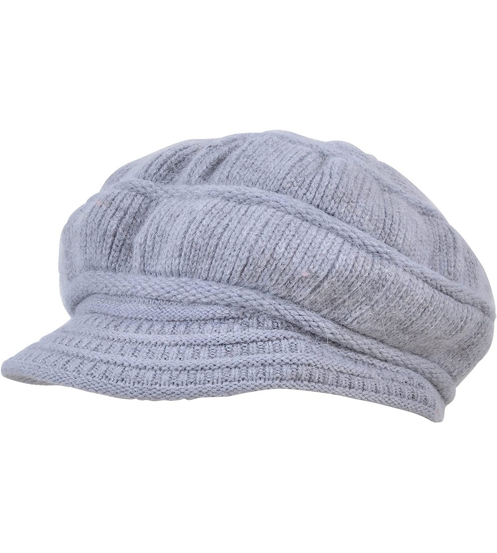 Bucket Hats Women's Wool Knit Winter Hat Warm Plush Lined Snow Ski Visor Caps - Gray - CQ189LHXX5G $14.96