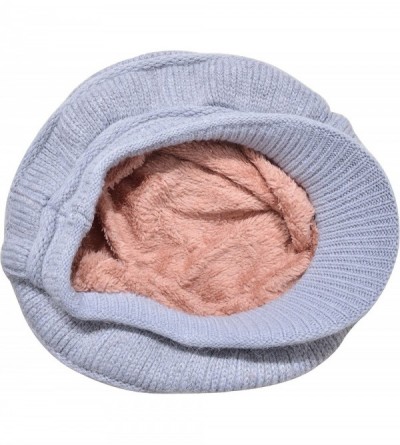 Bucket Hats Women's Wool Knit Winter Hat Warm Plush Lined Snow Ski Visor Caps - Gray - CQ189LHXX5G $14.96