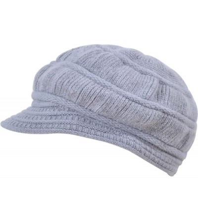 Bucket Hats Women's Wool Knit Winter Hat Warm Plush Lined Snow Ski Visor Caps - Gray - CQ189LHXX5G $14.96
