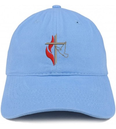 Baseball Caps Methodist Cross and Dove Embroidered Brushed Cotton Dad Hat Ball Cap - Carolina Blue - CC180D8WR6C $34.60