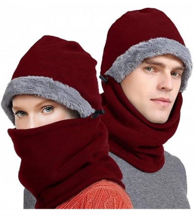 Balaclavas Balaclava Face Mask Winter Cold Weather Fleece Hood Neck Warmer for Men Women - Red - CG1928RM29H $21.68