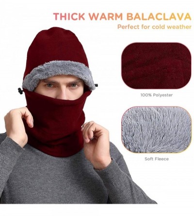 Balaclavas Balaclava Face Mask Winter Cold Weather Fleece Hood Neck Warmer for Men Women - Red - CG1928RM29H $21.68