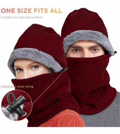 Balaclavas Balaclava Face Mask Winter Cold Weather Fleece Hood Neck Warmer for Men Women - Red - CG1928RM29H $21.68