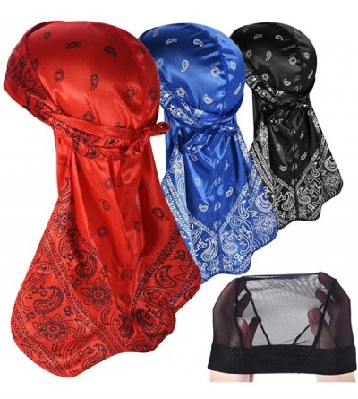 Skullies & Beanies 3PCS Silky Durags Pack for Men Waves- Satin Doo Rag- Award 1 Wave Cap - A-1style Z - CN18TO4HIAD $23.78