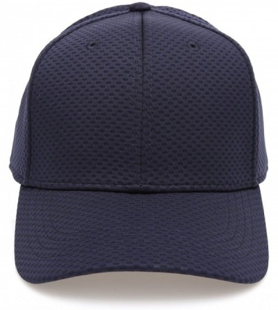 Baseball Caps Plain Polyester Twill Baseball Cap Hat with Flex fit Elastic Band - 1735-navy - CM12OB1JYTQ $21.99