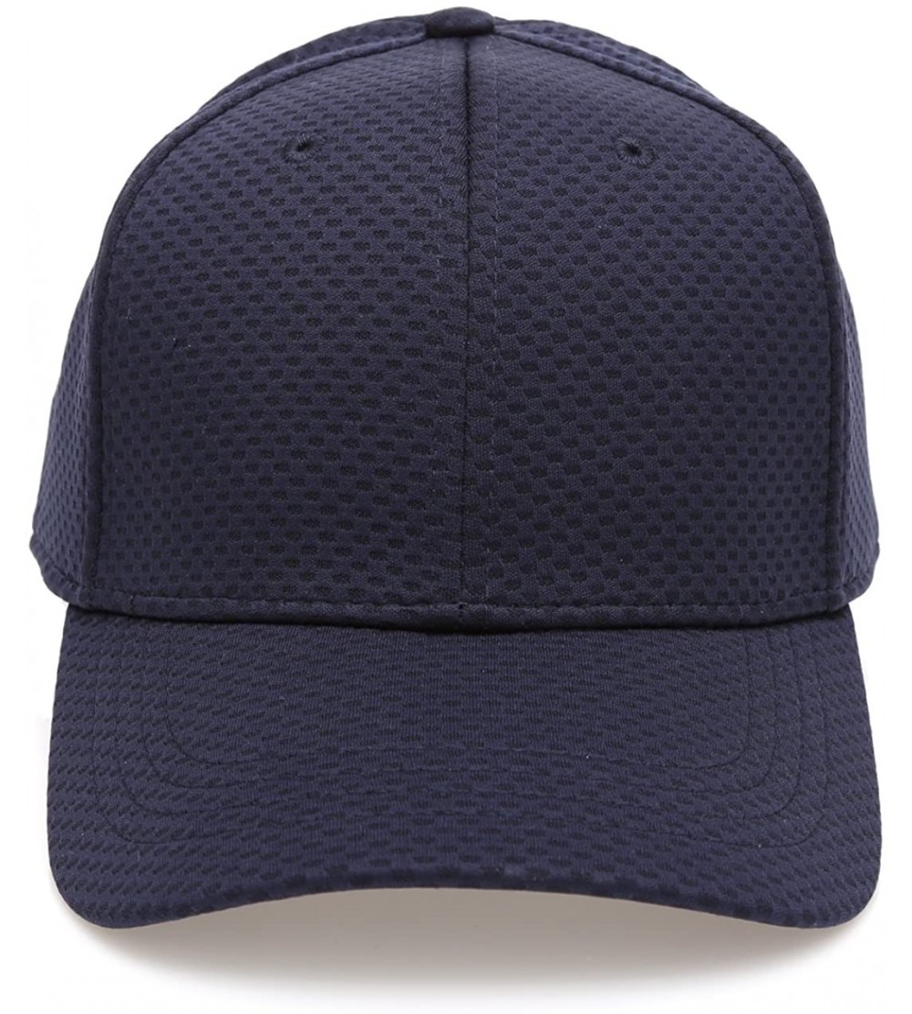 Baseball Caps Plain Polyester Twill Baseball Cap Hat with Flex fit Elastic Band - 1735-navy - CM12OB1JYTQ $12.19