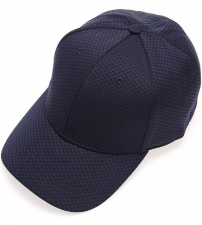 Baseball Caps Plain Polyester Twill Baseball Cap Hat with Flex fit Elastic Band - 1735-navy - CM12OB1JYTQ $12.19