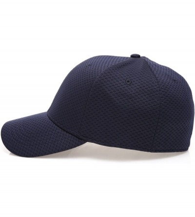 Baseball Caps Plain Polyester Twill Baseball Cap Hat with Flex fit Elastic Band - 1735-navy - CM12OB1JYTQ $12.19