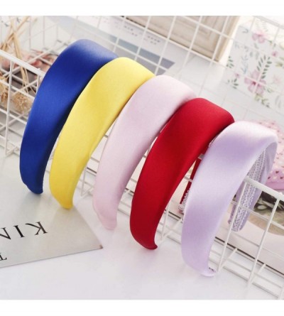 Headbands Satin Sponge Hairband Women Girls Wide Headband Thick Hair Accessories Hair Head Hoop - Wine - CJ18XGWKA4X $10.94