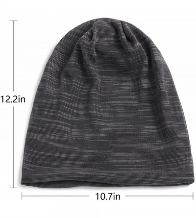 Skullies & Beanies Slouchy Beanie for Men/Women 2-Pack Baggy Skull Cap Summer Winter Knit Hat - Black & Gray (Thin） - CQ18G2M...