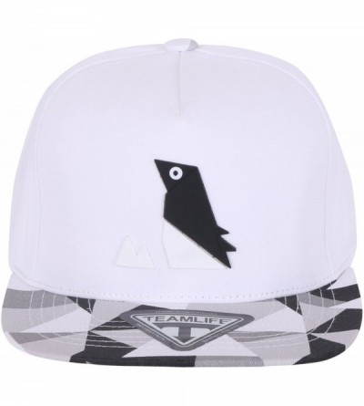 Baseball Caps Animal Paper Folding Rubber Logo Flat Bill Snapback Hat Baseball Cap - Penguin White - C0128RPT8U9 $33.50