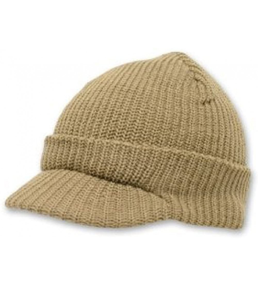 Skullies & Beanies Decky Knit Jeep Watch Cap Visor Beanie - Khaki Tan - CT110DL11T7 $9.89