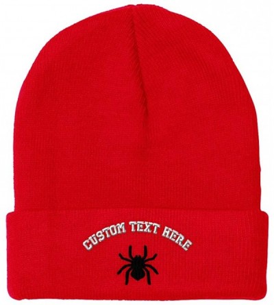 Skullies & Beanies Custom Beanie for Men & Women Spider Tarantula Embroidery Acrylic Skull Cap Hat - Red - C018ZS3RI7A $21.09