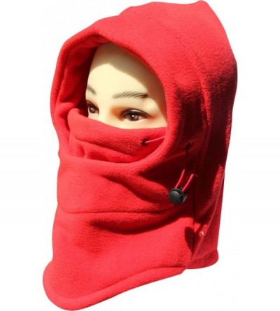 Balaclavas Winter Snowboard Face Hat Fleece Hood Ski Mask Wool Beret Balaclava - Red - CJ11RLDKB0Z $15.05