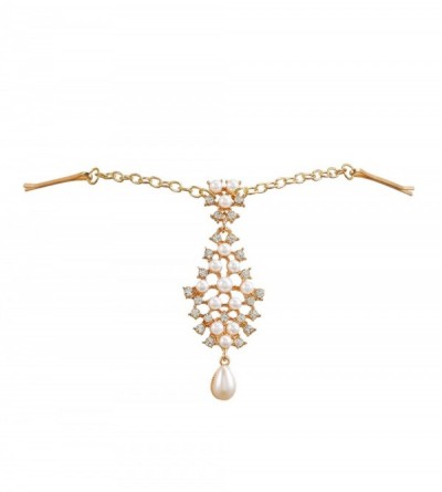Headbands Head Chain Jewelry for Women- Wedding Brides Headpiece Hair Accessories Rhinestone Crystal Drop Tassel Headband - C...
