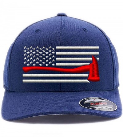 Baseball Caps Flag Embroidered Wooly Combed Flexfit - Navy-2 - C0180RHIWRW $49.34