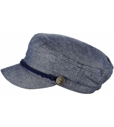 Newsboy Caps Unisex 100% Cotton Greek Fisherman Sailor Fiddler Driver Cap Hat - Denim Blue - CP18RM48CUD $12.75