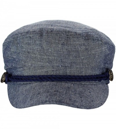 Newsboy Caps Unisex 100% Cotton Greek Fisherman Sailor Fiddler Driver Cap Hat - Denim Blue - CP18RM48CUD $12.75