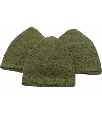 Skullies & Beanies 3X Islam Muslim Knit Cap Kufi Topi Prayer Hat Crochet Taqiyah Takke Skull Beanie - Green01 - CV1824OA7OA $...
