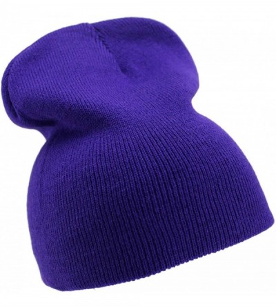 Skullies & Beanies Solid Color Short Winter Beanie Hat Knit Cap 12 Pack - Purple - C618H6QGUZE $31.05