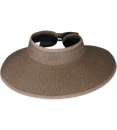 Sun Hats Women's Summer Foldable Straw Sun Visor w/Cute Bowtie UPF 50+ Packable Wide Brim Roll-Up Visor Beach Hat - Coffee - ...