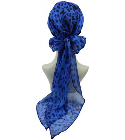 Skullies & Beanies Chemo Headwear Headwrap Scarf Cancer Caps Gifts for Hair Loss Women - Black Blue Leopard - CM18ED6GH8Q $15.39