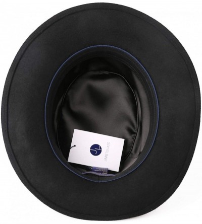 Fedoras Men's Wool Felt Pork Pie Fedora Hat Crushable Boater Derby Ribbon Cap - 132-black - CY18L9Q5K2T $15.93