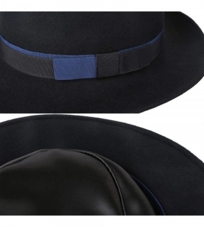 Fedoras Men's Wool Felt Pork Pie Fedora Hat Crushable Boater Derby Ribbon Cap - 132-black - CY18L9Q5K2T $15.93