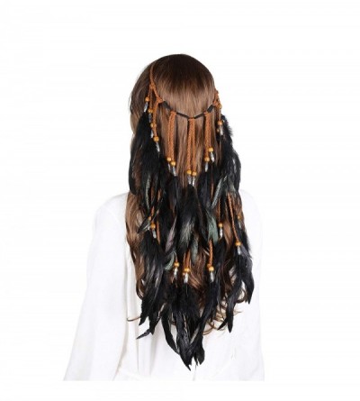 Headbands Boho Headdress Feather Headband Accessories - Black - CR18Z2WQIQ6 $14.26