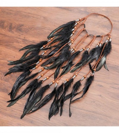 Headbands Boho Headdress Feather Headband Accessories - Black - CR18Z2WQIQ6 $14.26