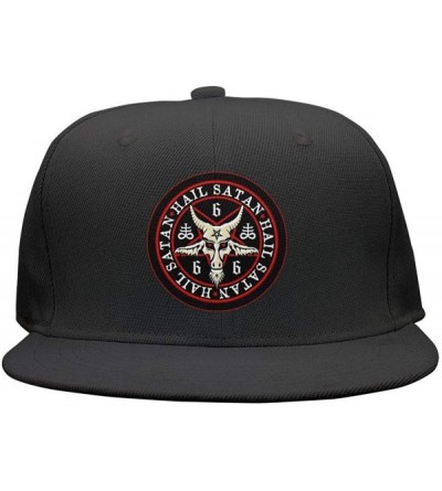 Baseball Caps Unisex Hail Satan Goat 666 red Logo Flat Baseball Cap Fitted Style Hats - Hail Satan Goat - C018IDMMATG $33.27