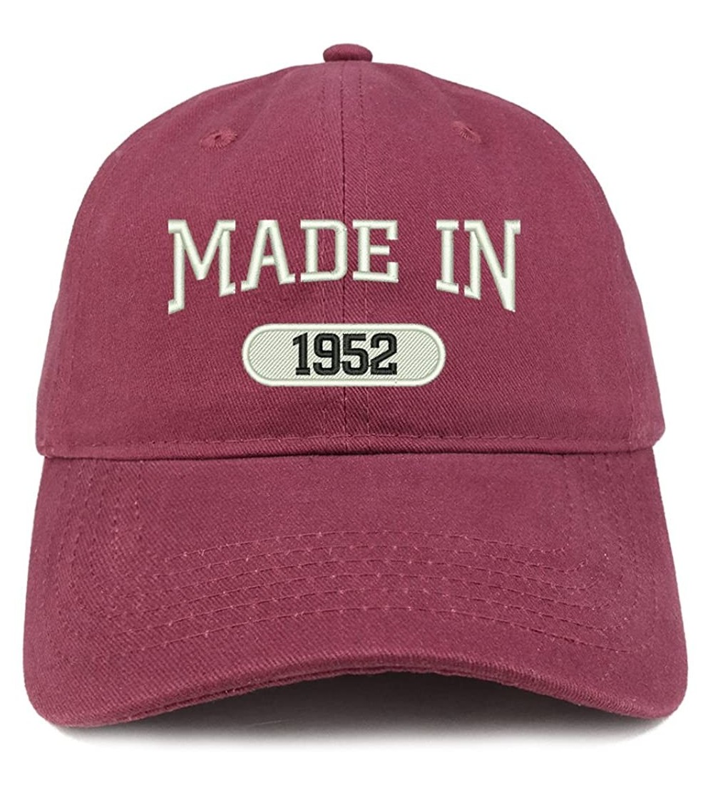 Baseball Caps Made in 1952 Embroidered 68th Birthday Brushed Cotton Cap - Maroon - CW18C900H2T $15.54