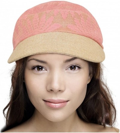 Sun Hats Women's Summer Sun Hat - Fancy Lace Covered Visor with Ribbon Tie - Pink - CQ11KU47UBP $19.12