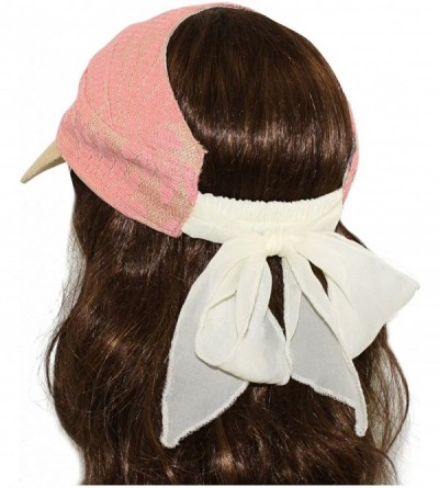 Sun Hats Women's Summer Sun Hat - Fancy Lace Covered Visor with Ribbon Tie - Pink - CQ11KU47UBP $19.12