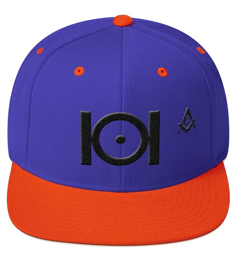 Baseball Caps Masonic Snapback Hat 3D Puff Embroidery Black Thread - Royal/ Orange - C518D2G8L3N $27.38
